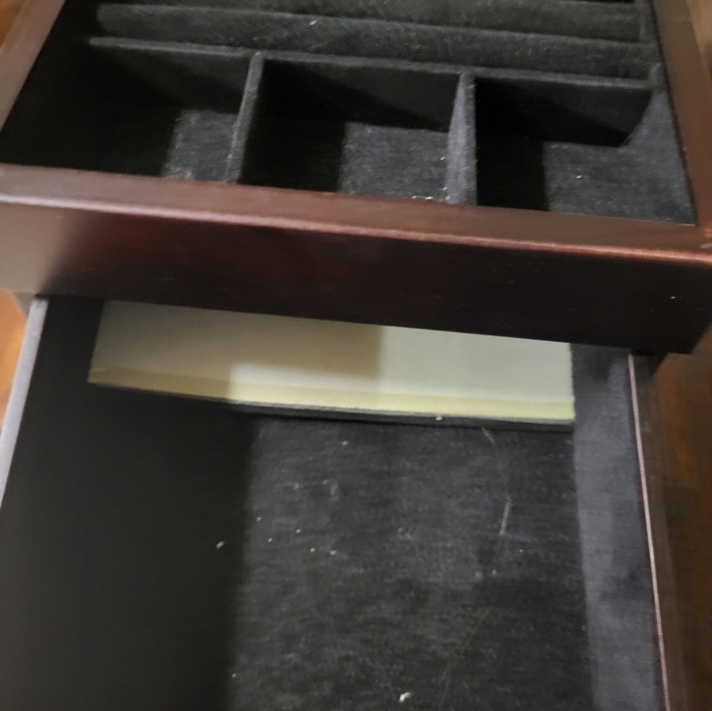 VINTAGE Art Floral Tile Wood Jewelry Box Lined - Picture 5 of 5